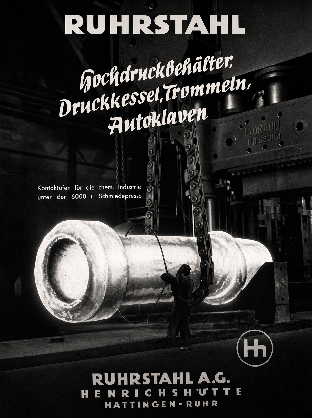 Ruhrstahl AG ad for high-pressure vessels, boilers, drums and autoclaves — Henrichshütte.