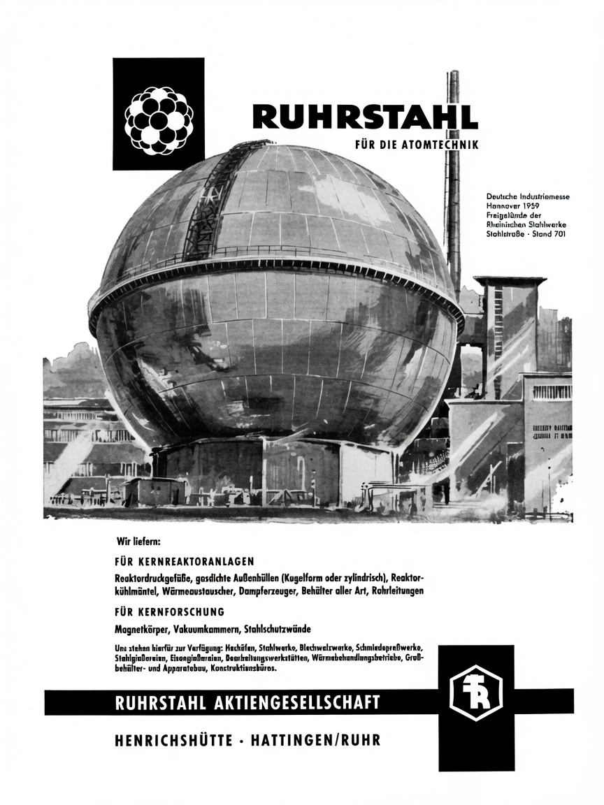 Ruhrstahl AG atomic technology ad — Hannover 1959.