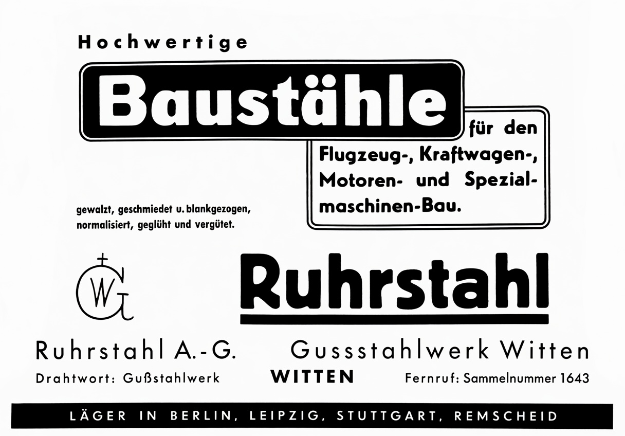 Ruhrstahl AG Hochwertige Baustähle ad — Gussstahlwerk Witten.