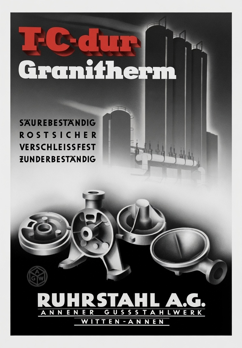 Ruhrstahl AG T-C-dur Granitherm castings ad — Annener Gussstahlwerk.
