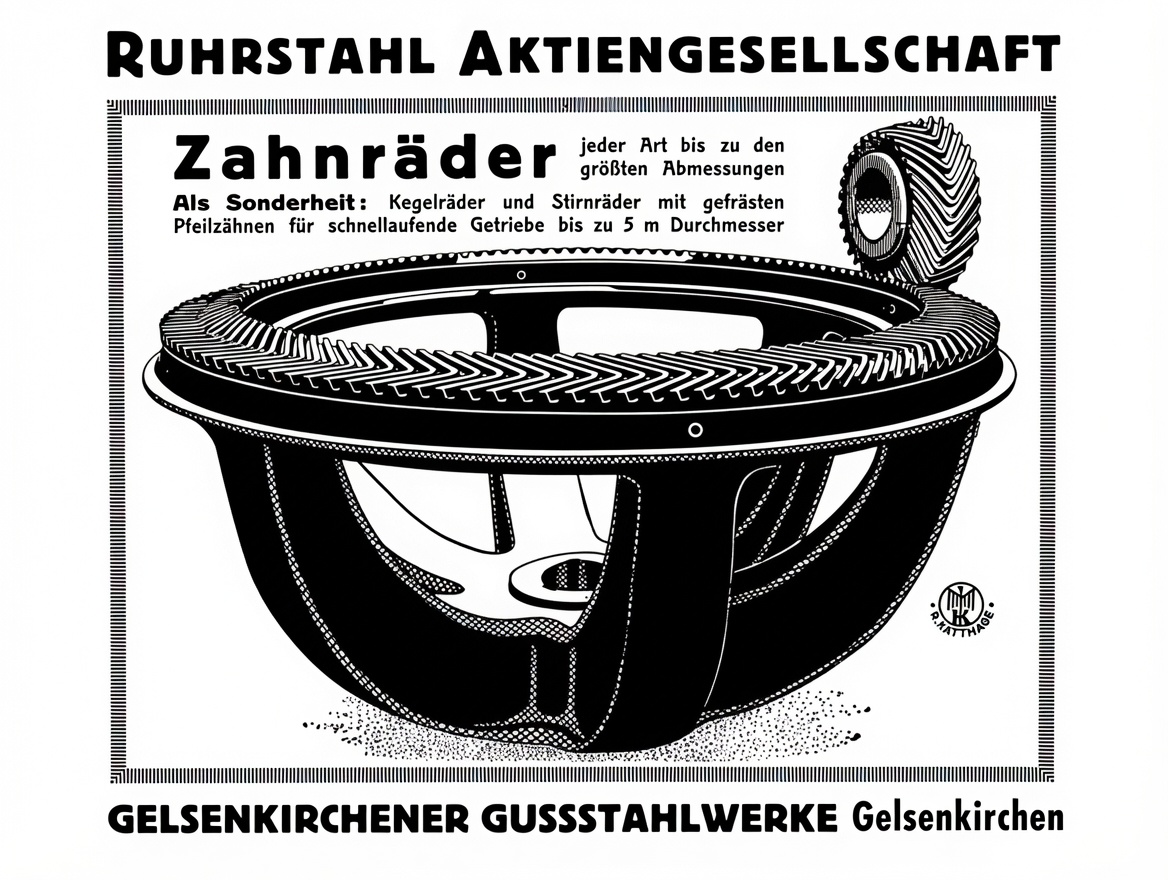 Ruhrstahl AG gears advertisement — Gelsenkirchener Gussstahlwerke.