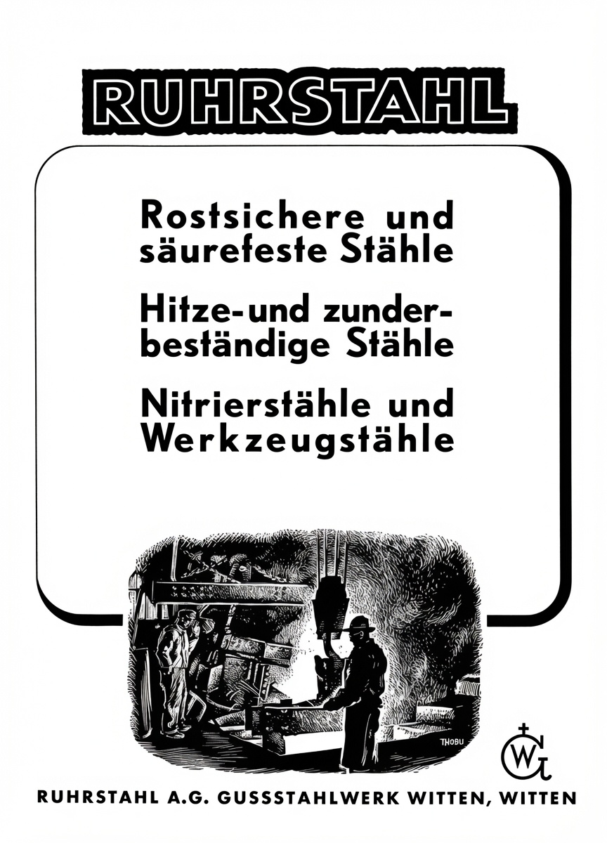 Ruhrstahl AG rust-proof and tool steels ad — Gussstahlwerk Witten.